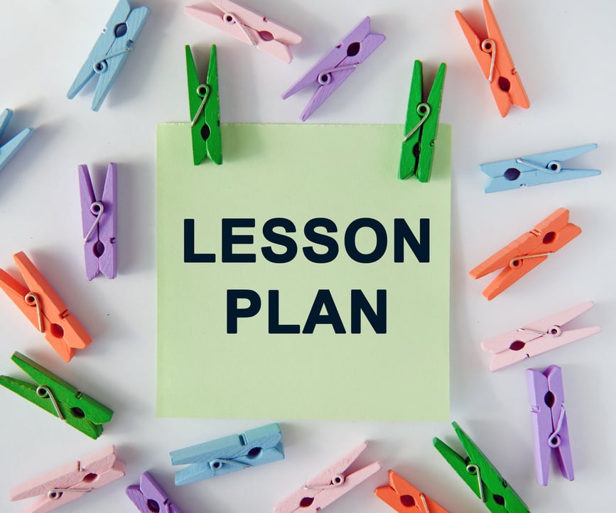 Lesson plan - text on notes sheet and colorful clothespins